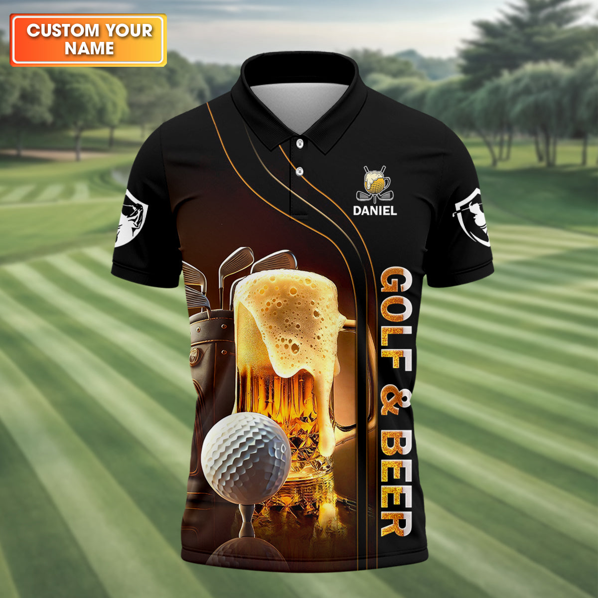 Golf And Beer Custom Men's Golf Polo Shirt, Funny Golf Shirt, Gift For Golfers