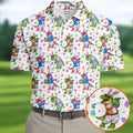 Easter Dinosaur Gradient Pattern Men's Funny Golf Shirts, Golf Shirts For Men, Polo Shirts For Men
