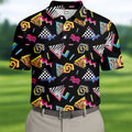Abstract Geometric Leopard Zebra Animal Stripes 80s 90s Style Golf Tops For Men, Golf Shirts For Men