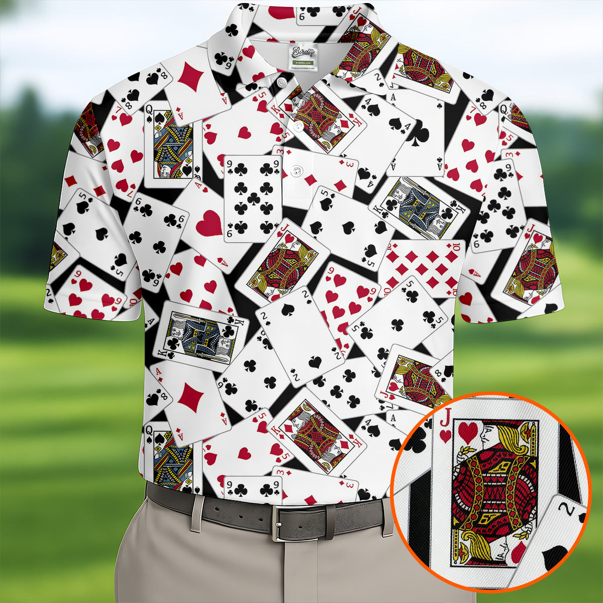 Playing Cards Poker Pattern Hawaiian Golf Shirt, Golf Polo Shirts For Men, Mens Golf Apparel