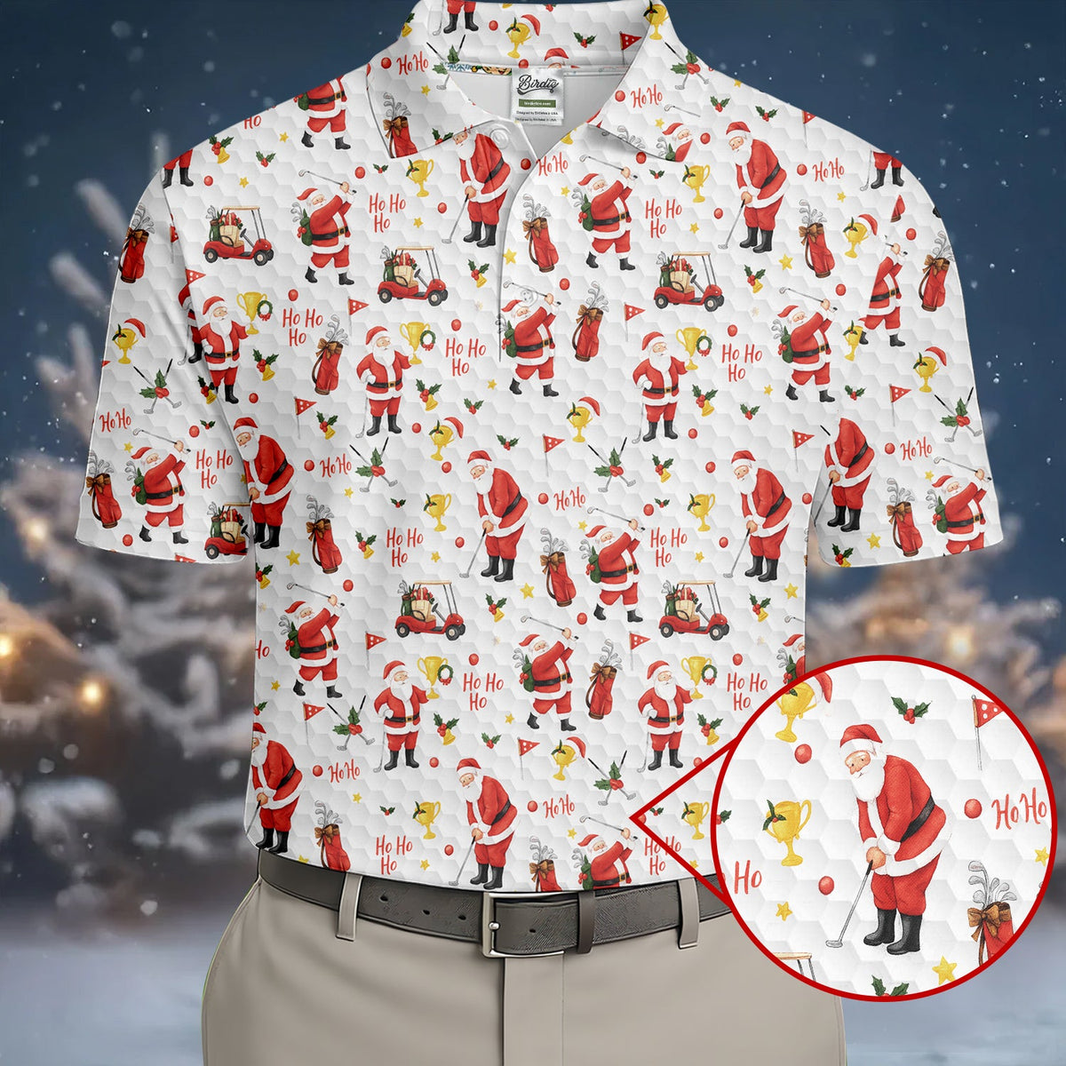 Ho Ho Ho Santa Golf Tops For Men, Christmas Golf Shirt, Fun Golf Shirts For Men, Polo Shirts For Men