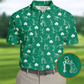 Stick Figure Golf Pose St Patrick's Day Shamrock Green Golf Shirt, Polo Shirts For Men, Golf Shirts For Men