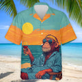 Monkey Gentleman Sunset Coast Hawaiian Golf Shirt, Men's Golf Shirt, Polo Shirts For Men