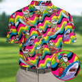 Funny Surfing Santa Riding Shark Hawaiian Golf Shirt, Christmas Golf Shirt, Golf Polo Shirts For Men