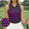 3D Effect Circular Pattern Purple Golf Shirt, Cool Golf Outfit, Women Golf Top, Ladies Golf Shirts