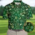 Beer Shamrock Neon Pattern St Patrick's Day Golf Shirt, Golf Tops For Men, Golf Shirts For Men