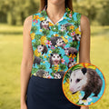 Funny Opossums Among Pineapples Pattern Hawaiian Golf Polo, Golf Tops For Women, Golfing Apparel