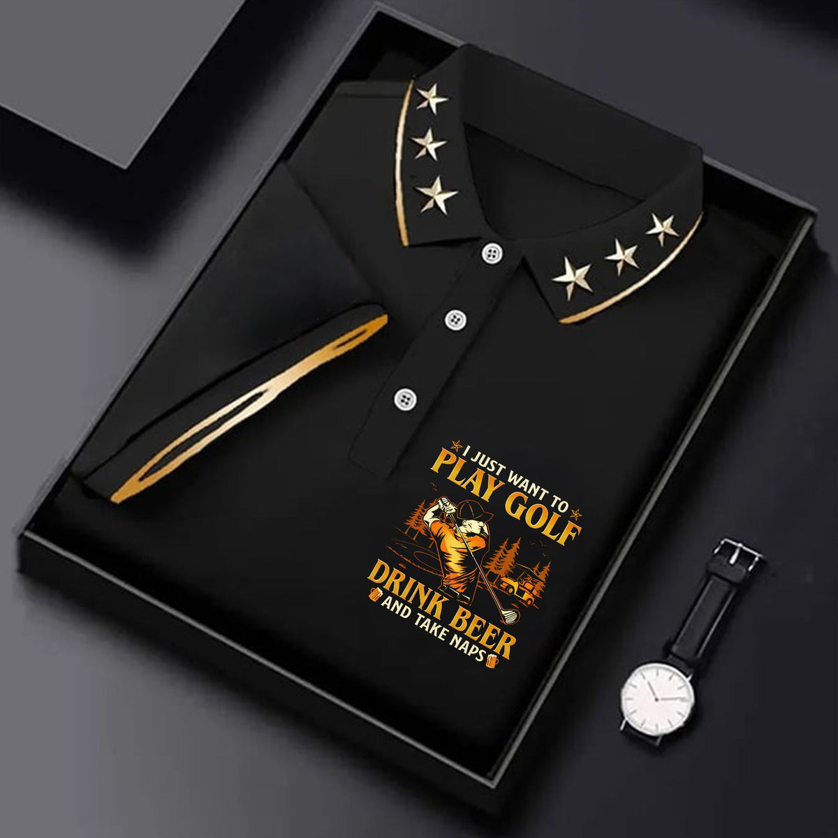 I Just Want To Play Golf Drink Beer And Take Naps Black Golf Shirt, Fun Women's Golf Shirts