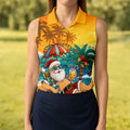 Beach Chair Santa Christmas Golf Shirt, Women's Golf Tops, Hawaiian Golf Shirt, Golf Shirts For Women