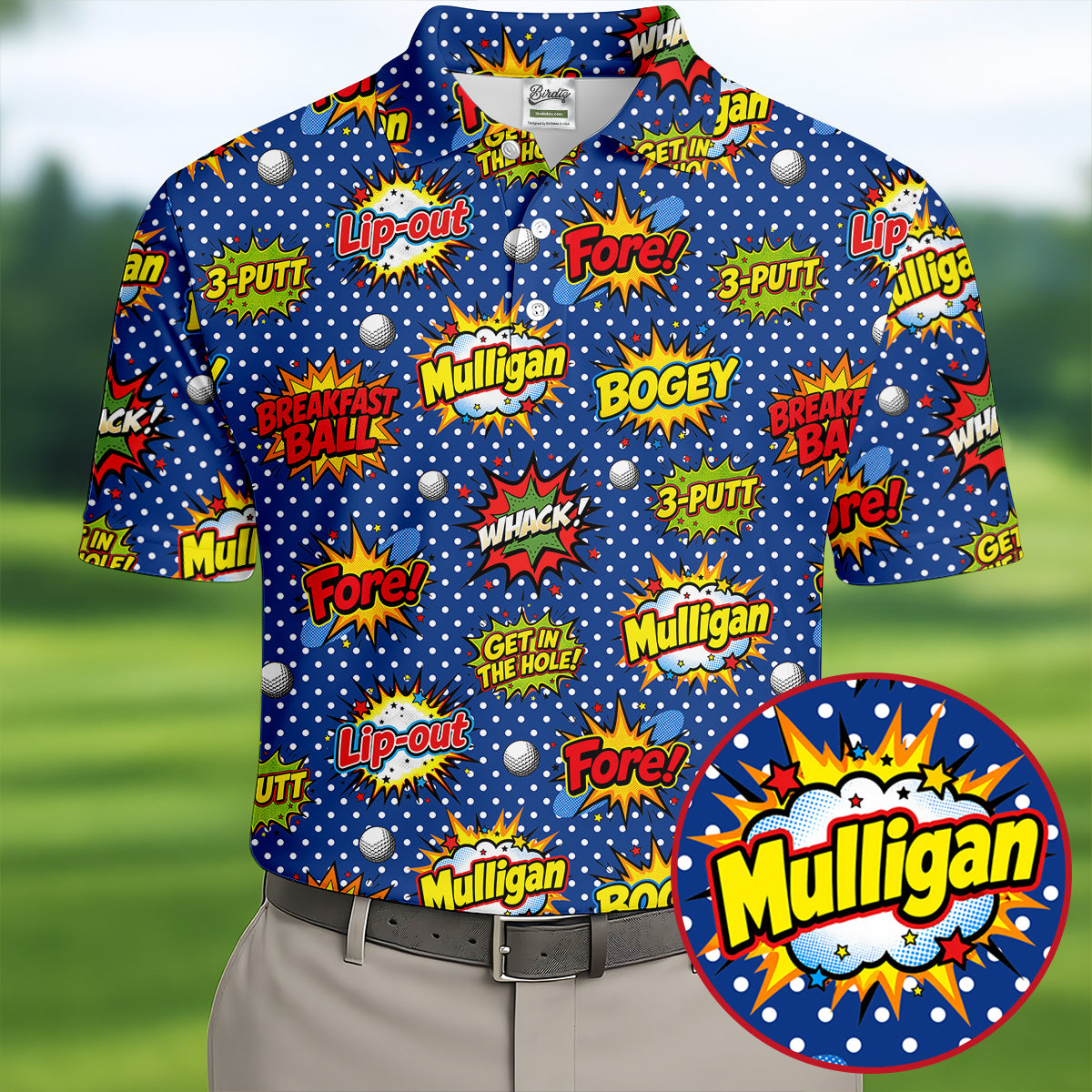Funny Comic Pop Art Golf Shirt, Fun Golf Polo Shirt, Golf Shirts For Men