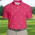 Pink Ribbon Golf Pattern Breast Cancer Polo Shirt, Golf Shirts For Men, Mens Golf Apparel