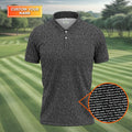 Black Text Pattern Golf Polo Shirt, Golf Shirts For Men, Printed Golf Shirts