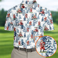 Santa Golfing Polo Shirt Mens, Fun Golf Shirts For Men, Christmas Golf Shirt, Golf Lover Xmas Gift