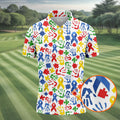 Autism Ribbon Colorful Puzzle Pieces Handprints Golf Tops For Men, Polo Shirts For Men, Golf Shirts For Men