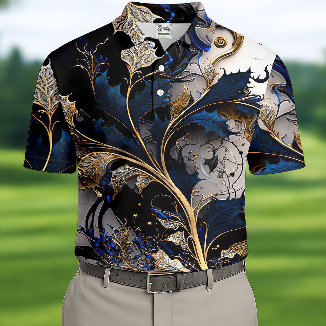 Baroque Floral Hawaiian Golf Shirt, Retro Golf Shirt, Men's Golf Shirt, Polo Shirts For Men