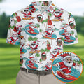 Surfing Santa Tropical Christmas Golf Shirt, Christmas Golf Shirt, Golf Apparel For Men