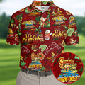 Men's Tropical Santa Surf Shack Golf Shirt, Christmas Golf Shirt, Golf Apparel For Men