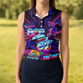 80s Retro Party Golf Shirt, Neon Synthwave Sunset Pattern, Golf Shirt For Women