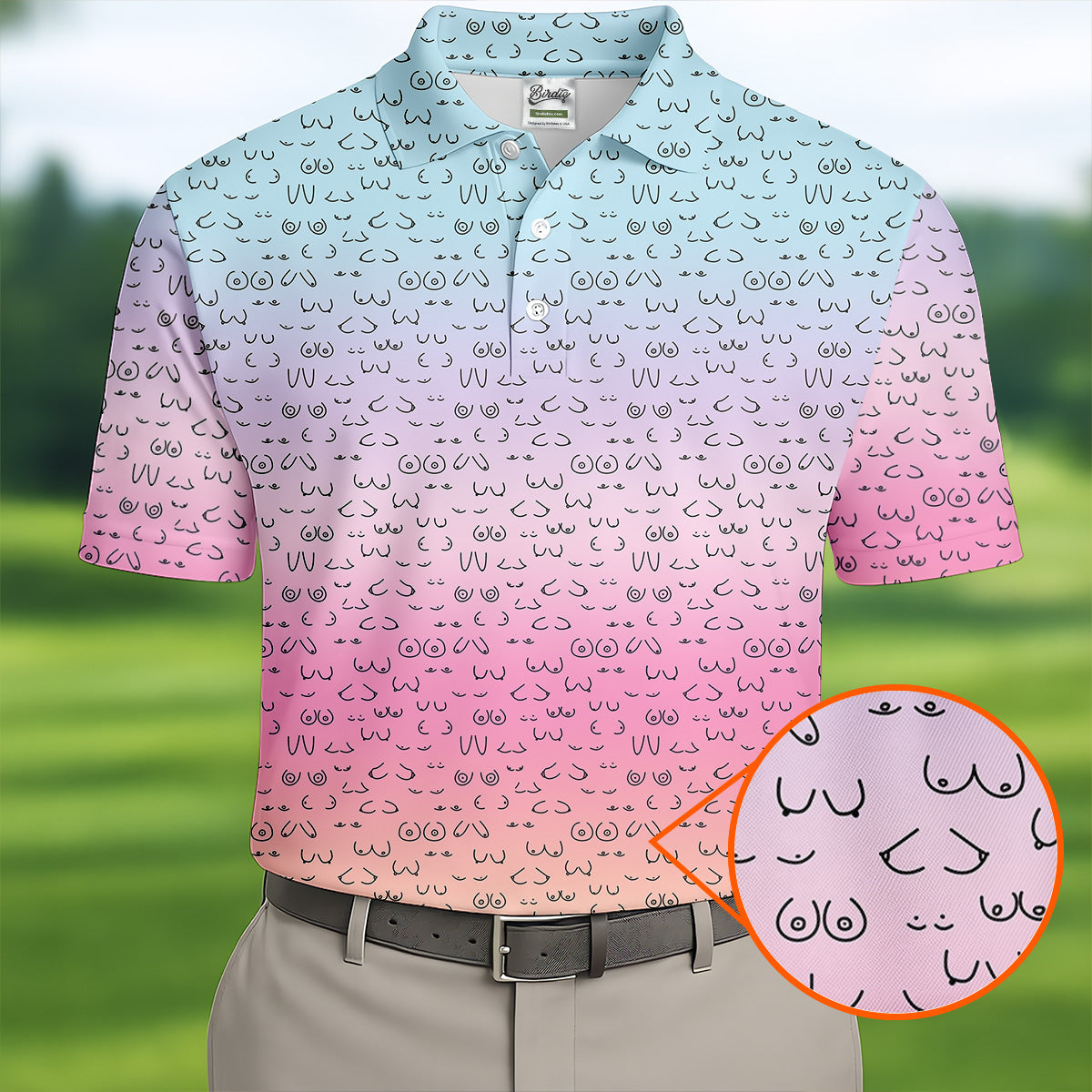 Funny Adult Humor Ombre Golf Shirt, Fun Men's Golf Polos, Polo Shirts For Men, Golf Gift For Him