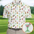 19th Hole Cocktail Drinks Pattern Golf Shirt, Mens Golf Polo, Printed Golf Shirts