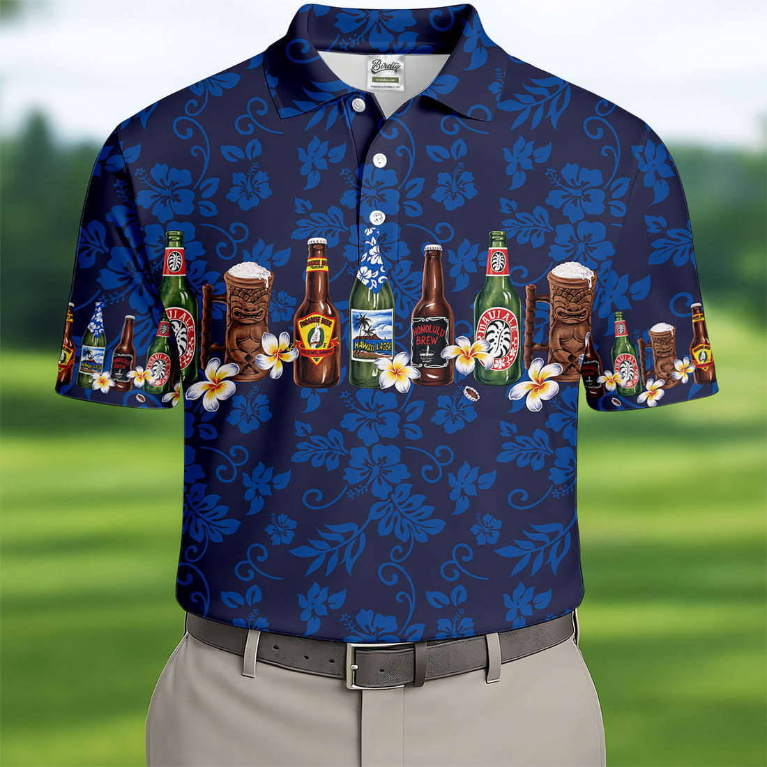 Hawaiian Beer Floral Golf Shirt, Men’s Golf Shirt, Golf Polo Shirts For Men