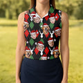 Custom Face Red And Green Argyle Pattern Christmas Women's Golf Tops, Ladies Golf Shirts, Christmas Golf Gift
