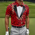 Red Leopard Funny Costume Hawaiian Golf Shirt, Polo Shirts For Men, Golf Shirts For Men