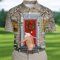 Men's Streaking Santa Doorbell Golf Shirt, Christmas Golf Shirt, Golf Apparel For Men