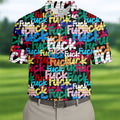 Bold Colorful Fuck Graffiti Typography Golf Shirt, Men's Golf Shirt, Golf Apparel For Men