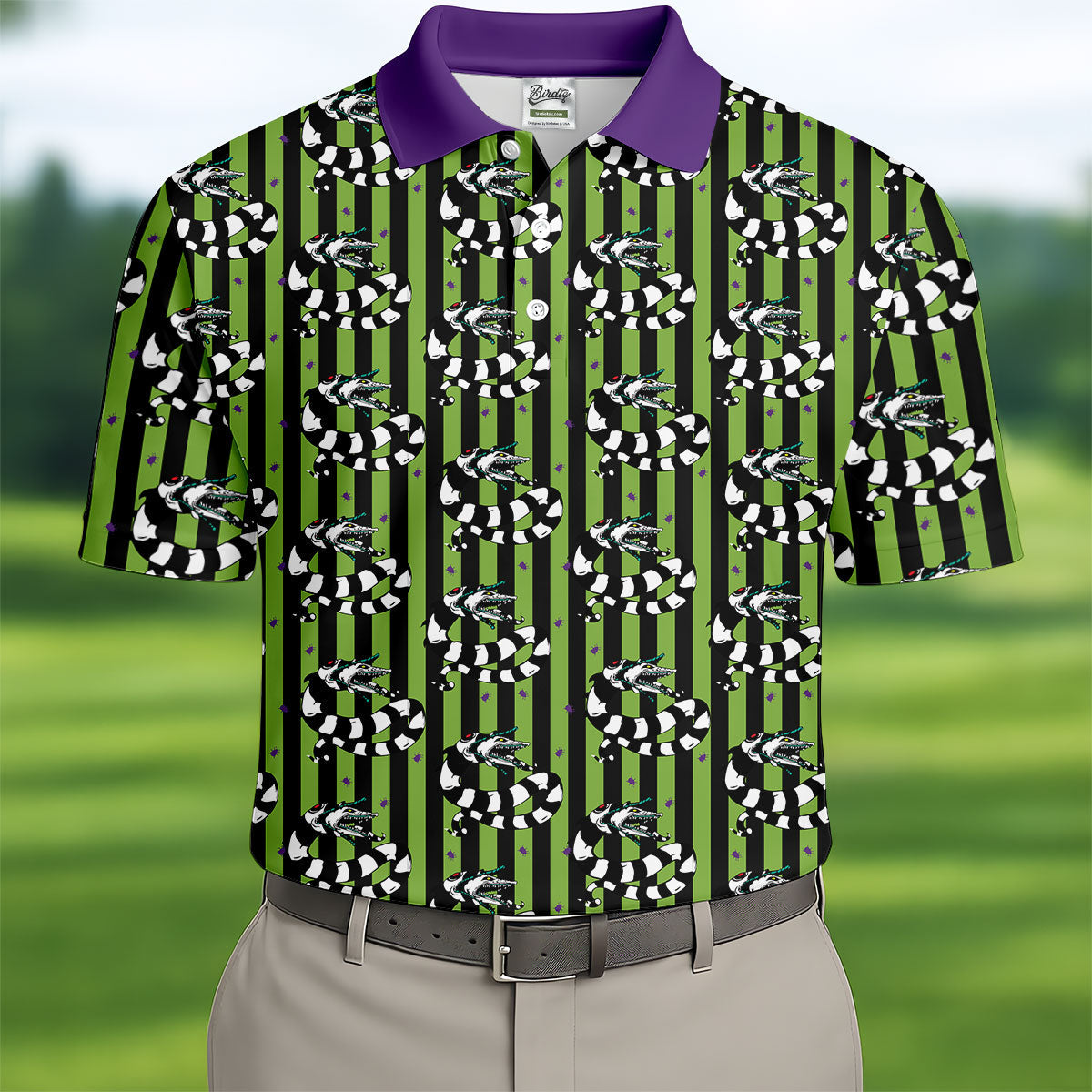 Beetle Stripe Snake Halloween Golf Polo Shirt for Men, Golf Polo Shirts For Men, Printed Golf Shirts