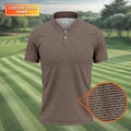 Cream Text Pattern Golf Polo Shirt, Golf Shirts For Men, Printed Golf Shirts