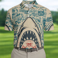 Vintage Shark Jaw Tattoo Art Golf Polo Shirt, Golf Shirts For Men, Printed Golf Shirts