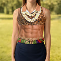 Hawaiian Hula Costume Muscle Polo Shirt, Women's Summer Shirts, Funny Shirts For Women