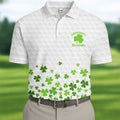 Shenanigans Coordinator Golf Ball Pattern St Patrick Day White Golf Shirt, Golf Tops For Men, Golf Shirts For Men