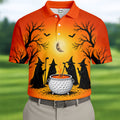 Witch Cauldron Halloween Golf Polo Shirt, Halloween Shirts For Men, Mens Golf Polo