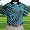 Swirling Vortex Black And Light Blue Golf Shirts For Men, Polo Shirts For Men, Golfing Apparel