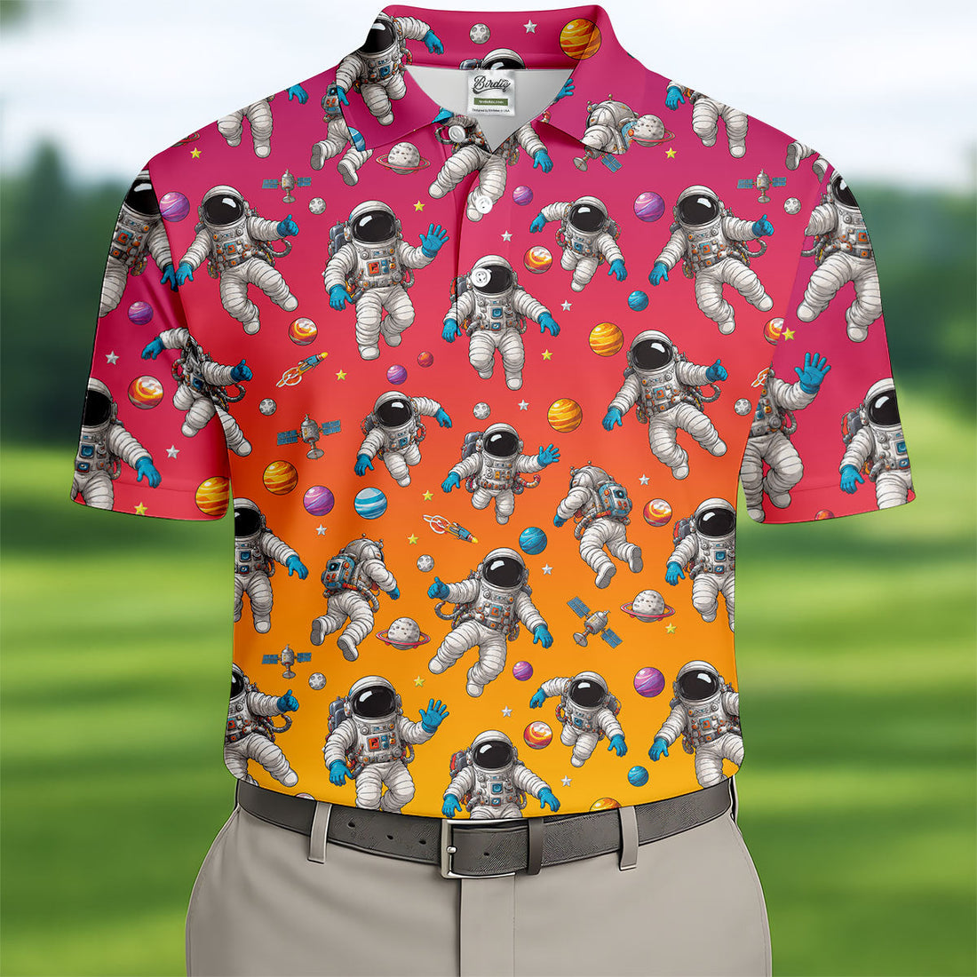 Space Astronaut Hawaiian Golf Shirt, Men's Golf Shirt, Polo Shirts For Men