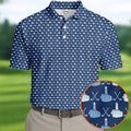 Blue Funny Middle Finger Golf Pattern Polo Shirt, Golf Polo Shirts For Men, Mens Golf Apparel