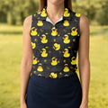 Yellow Rubber Duck Fun Women's Golf Shirts, Black Golf Shirt, Ladies Golf Shirts, Women's Polo Shirt