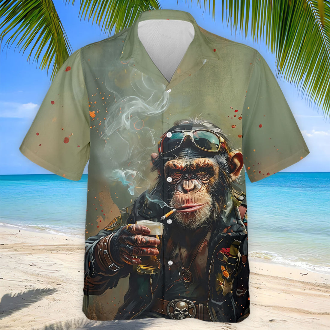 Monkey Outlaw Whiskey Ride Hawaiian Golf Shirt, Men's Golf Shirt, Polo Shirts For Men