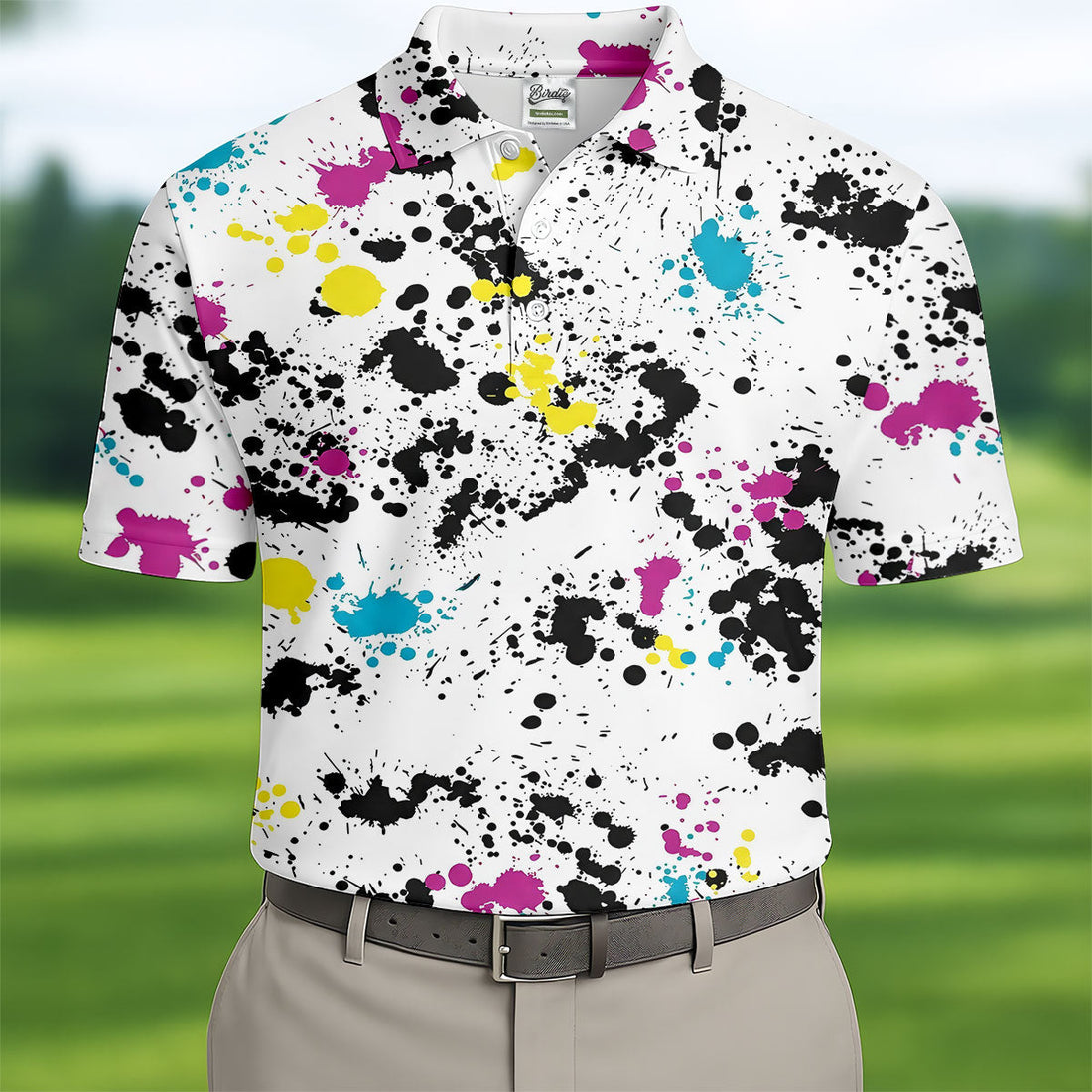 Colorful Paint Splatter Golf Shirt, Men’s Golf Shirt, Polo Shirts For Men, Hawaiian Golf Shirt