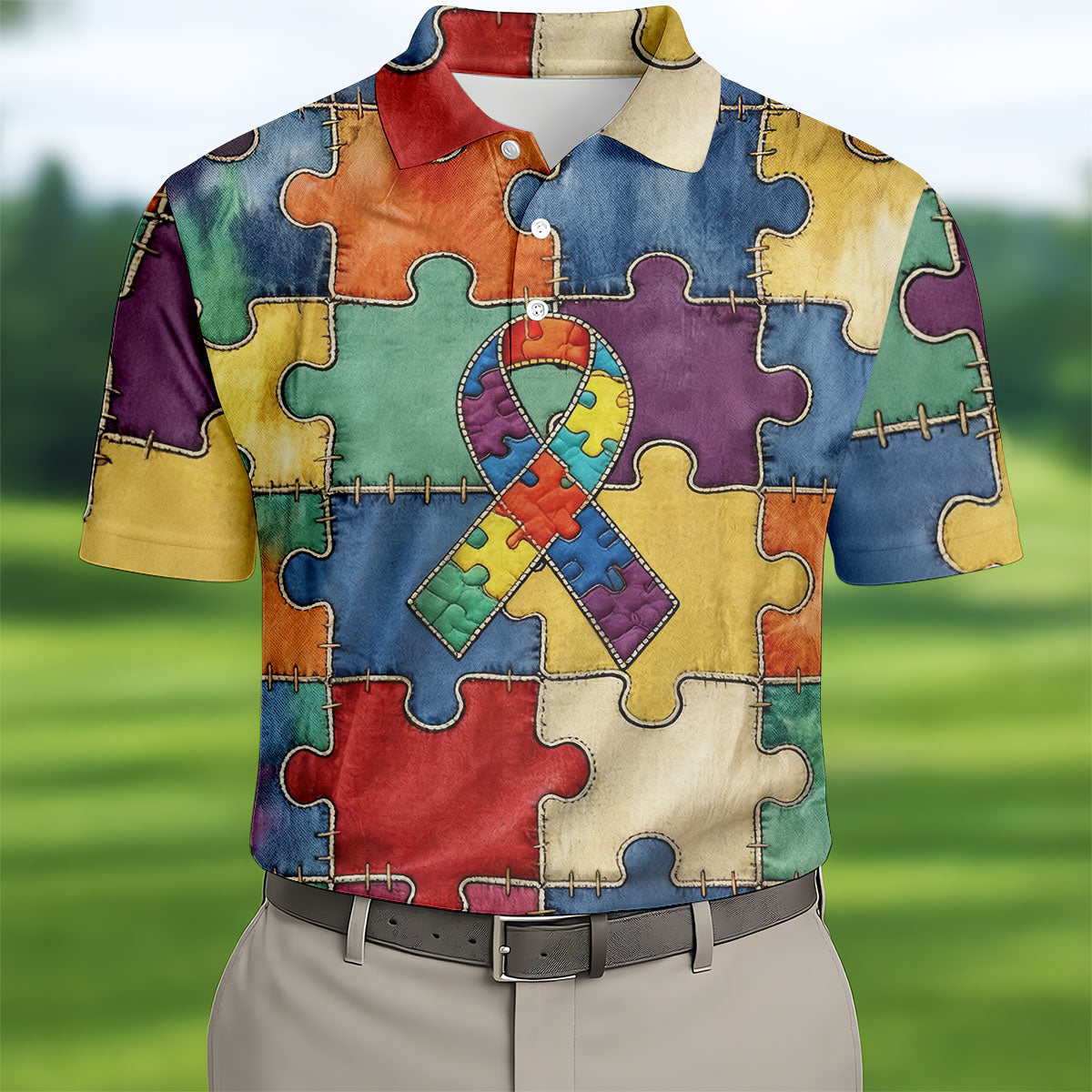 Men's Autism Awareness Print Short Sleeves t-shirt, Autism Awareness Shirt, Autistic Gifts For Adults