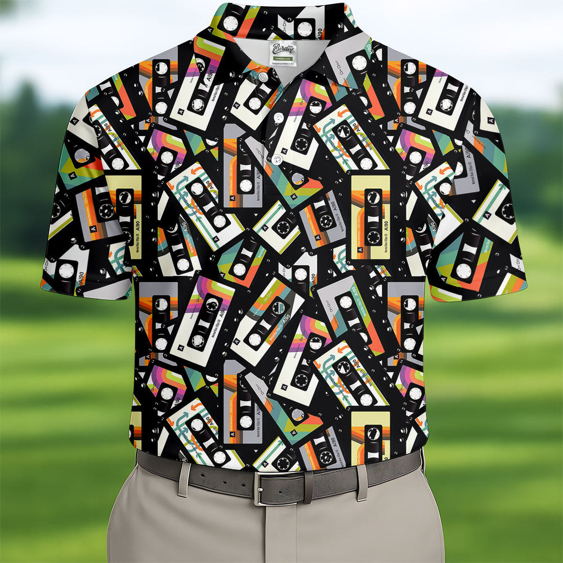 Retro Cassette Tape Hawaiian Golf Shirt, Men's Golf Shirt, Polo Shirts For Men