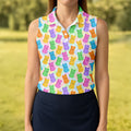 Pastel Easter Peeps Colorful Checkered Women Golf Top, Cute Golf Outfit, Ladies Golf Shirts