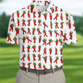 Colorful Dancing Character Pattern Polo Shirt, Hawaiian Golf Shirt, Mens Golf Apparel
