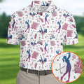 Funny Par Tee Girl Golfer Pattern Golf Polo Shirt, Polo Shirts For Men, Mens Golf Apparel