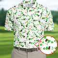 Dark Stout Beer St Patrick's Day Shamrocks White Golf Shirt, Polo Shirts For Men, Golf Shirts For Men