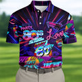 80s Retro Party Golf Shirt, Neon Synthwave Sunset Pattern, Golf Shirt For Men