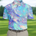 Pastel Gradient Feather Hawaiian Golf Shirt, Golf Tops For Men, Golf Shirts For Men