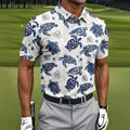 Sea Turtle, Starfish, Seashells and Coral Reef Art Hawaiian Golf Polo, Golf Tops For Men, Golfing Apparel